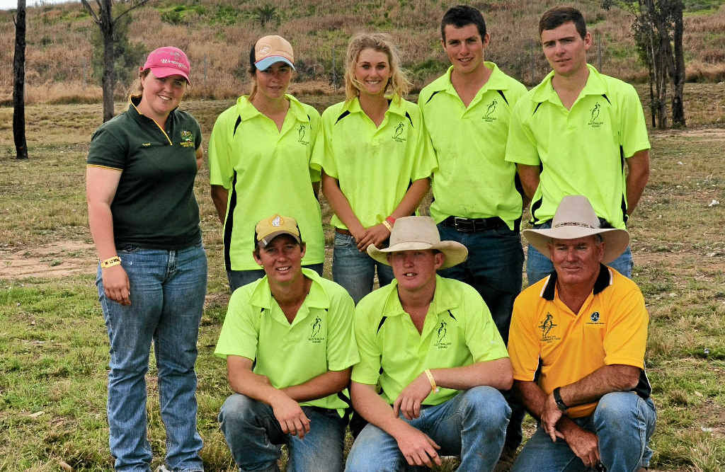 GEARING UP TO COMPETE: The Australian Under-21 Polocrosse team (from front left) Luke Lossberg, Matt Davison, coach Danny Polain, (back row) Grace Halsted, vice-captain Lucy Grills, Ryle Waugh, captain Matt Jarmain and Jimmy Grills. Sally Thompson is absent. GEARING UP TO COMPETE: The Australian Under-21 Polocrosse team (from front left) Luke Lossberg, Matt Davison, coach Danny Polain, (back row) Grace Halsted, vice-captain Lucy Grills, Ryle Waugh, captain Matt Jarmain and Jimmy Grills. Sally Thompson is absent.